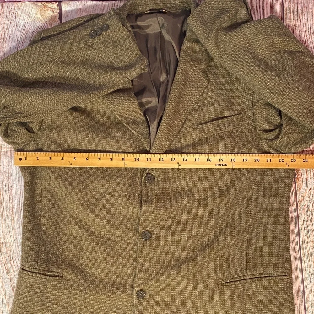 Donna Karan 44L Olive Brown Wool Silk Blazer Great Condition
